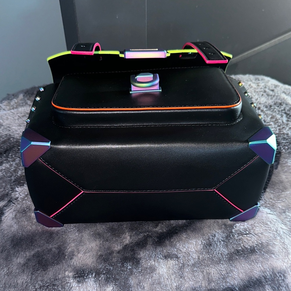 Michael Kors Black Manhattan Satchel with Multicolor Accents - Picture 3 of 5